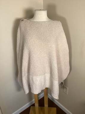 Barefoot Dreams CozyChic Button Side Poncho Cape Cream One Size